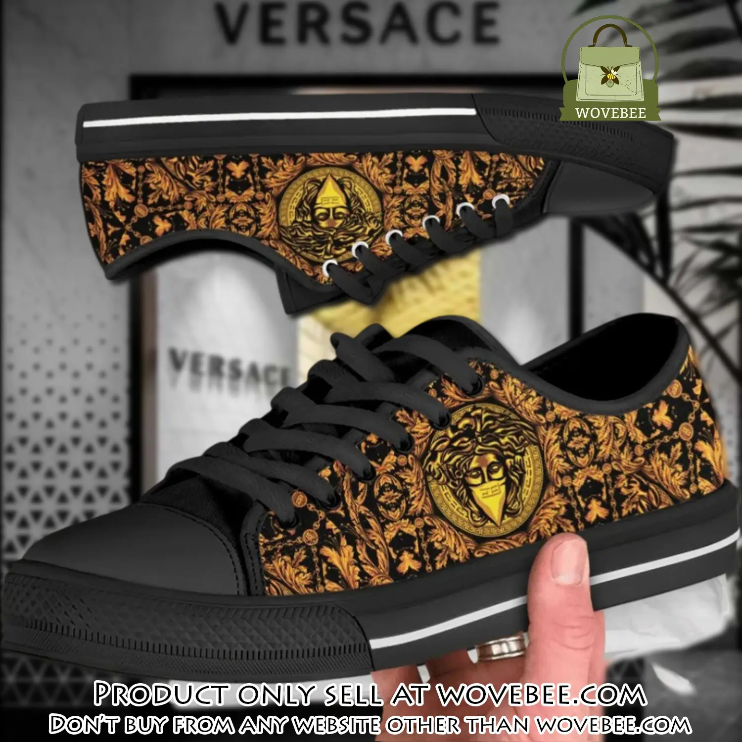 Versace medusa gold low top canvas shoes luxury brand gifts for men women wvb5909409